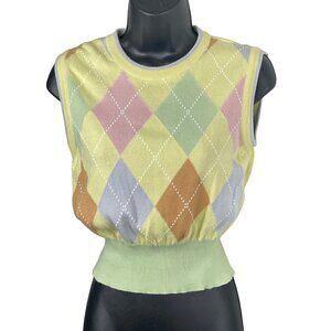 United colors of Benetton kids/ girls /teens knit V neck vest Fair Isle pastels